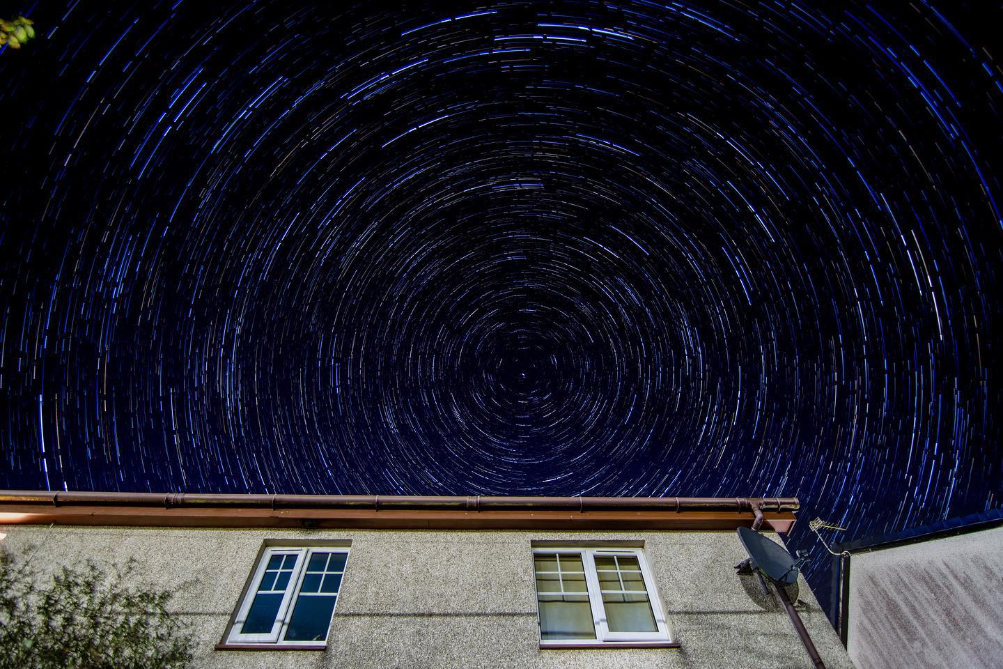 As can’t get anywhere for milky way photos it’s star trails from garden