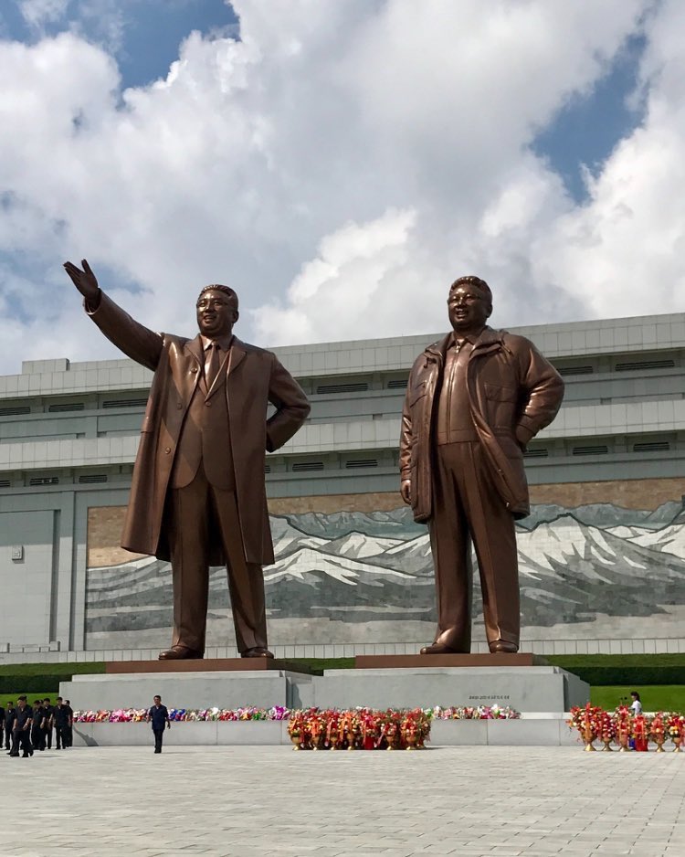 Mansudae Grand Monument, North Korea 🇰🇵.
.
The two statues of the great leaders of North Korea, Kim Il Sung and Kim Jong Il, standing over Pyongyang. I haven’t posted much from my time in North Korea but it was one of the most incredible countries I’ve ever been to. Expect plenty more photos to come!
.
#travel #northkorea #pyongyang #backpacker #dprk #korea #ypt @youngpioneer #traveller #mansudaegrandmonument #instatravel #kimilsung #kimjongil #travellers #statue #asia #backpacking #eastasia #explore #travelholic #pyongyangnorthkorea #travelgram