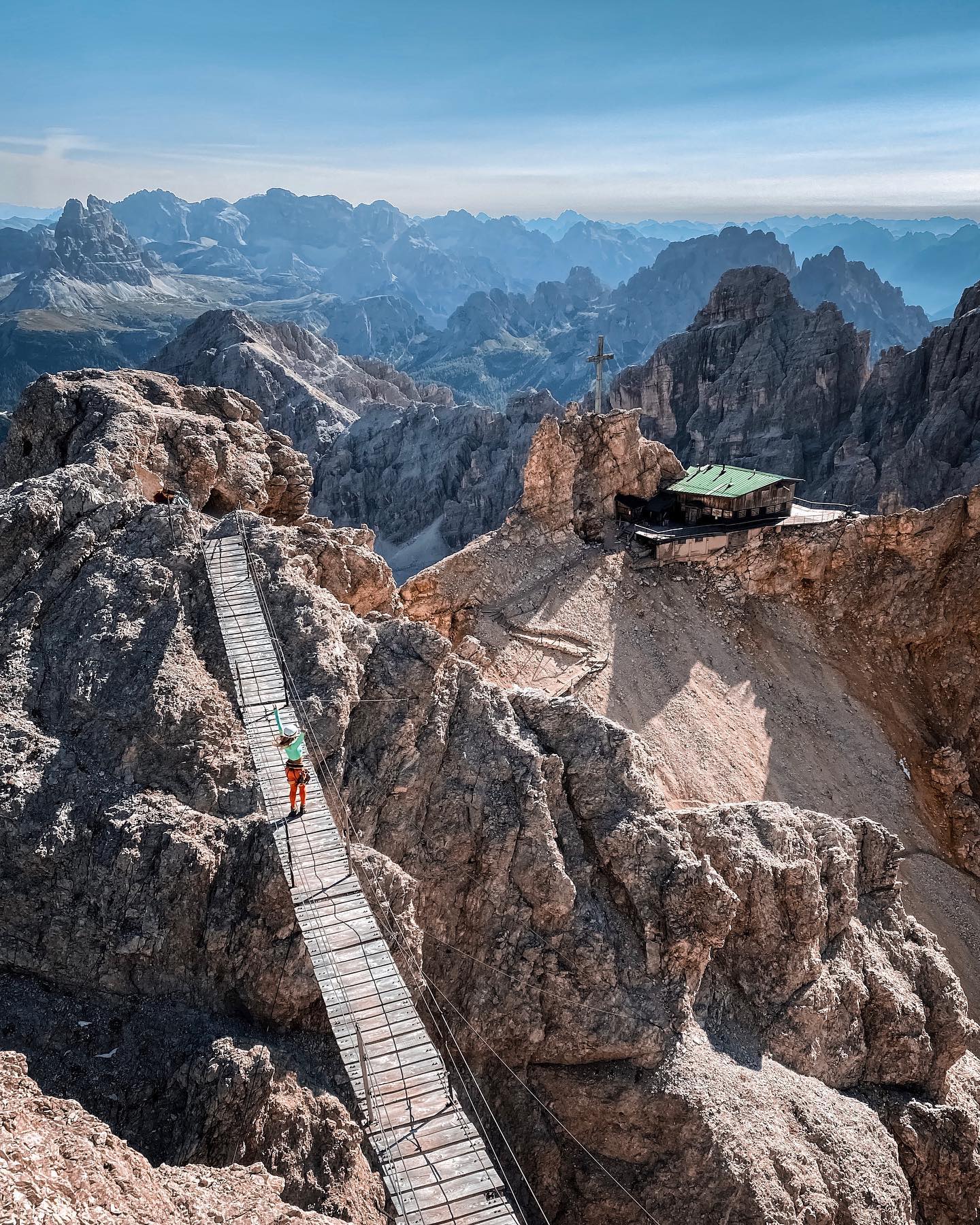 One more childhood dream fulfilled. Since I first saw the movie „cliffhanger“ with Sylvester Stallone when I was a child, I dream about hanging out on this bridge 🙏🏻
I guess same movie awakened my passion for the Dolomites 🎥 🍿 
Have you seen the movie? How do you like it? I love it ❤️
.
.
📸by @luca.schranz 
.
.
#dolomiten #dolomiti #dolomites #viaferrata #klettersteig #montecristallo #cristallo #italy #italia #italien #adventure #hike #outdoor #adventuregirl #explore #explorer #mountaingirl #hikinggirl #hiker