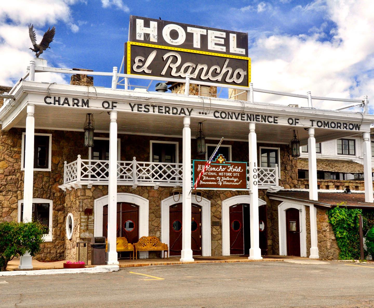 Hotel El Rancho, Gallup, New Mexico

The El Rancho Hotel and Motel is located along Route 66 innGallup and was opened in 1937. During its heyday, the El Rancho Hotel was one of the premier hotels in the entire Southwest. El Rancho was the temporary home for many Hollywood movie stars including Ronald Reagan, Spencer Tracy, Kirk Douglas, Katharine Hepburn and John Wayne while filming in the area. 

#usatravel #usatravels #usatrip #newmexico #gallup #route66 #route66roadtrip #66 #ontheroad #getyourkicksonroute66 #motherroad #historicroute66 #southwestusa #traveltheusa #travelust #roadtripusa #explorenewmexico #onlyinnewmexico #travelpics #exploretheusa #route #travel #doyoutravel #memorylane #goodolddays #instagood #ridetolive #wanderlust #goexploreusa #lovetotravel